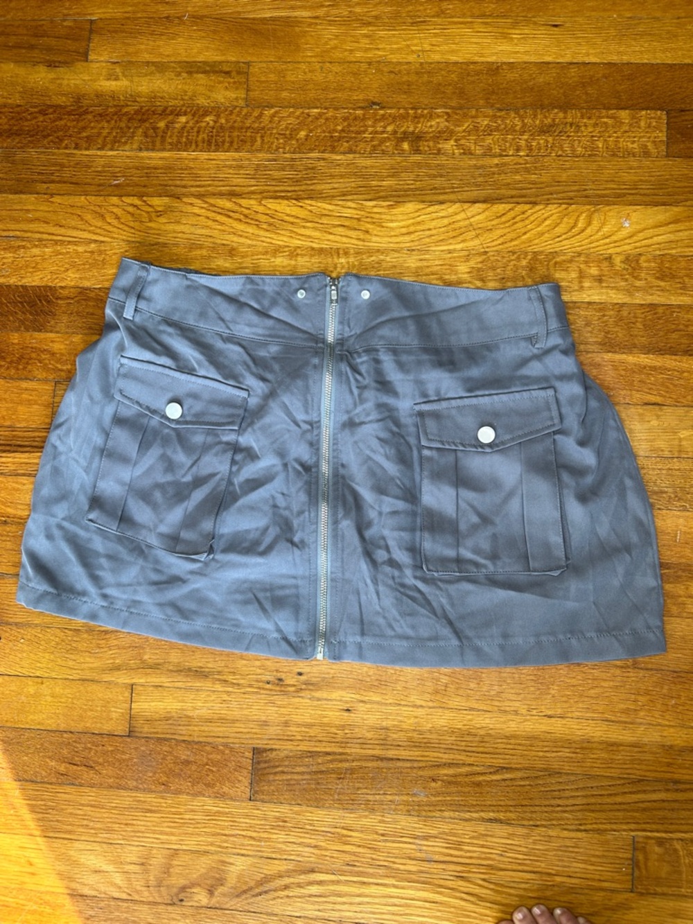 SHEIN Gray Front-Zip Utility Mini Skirt